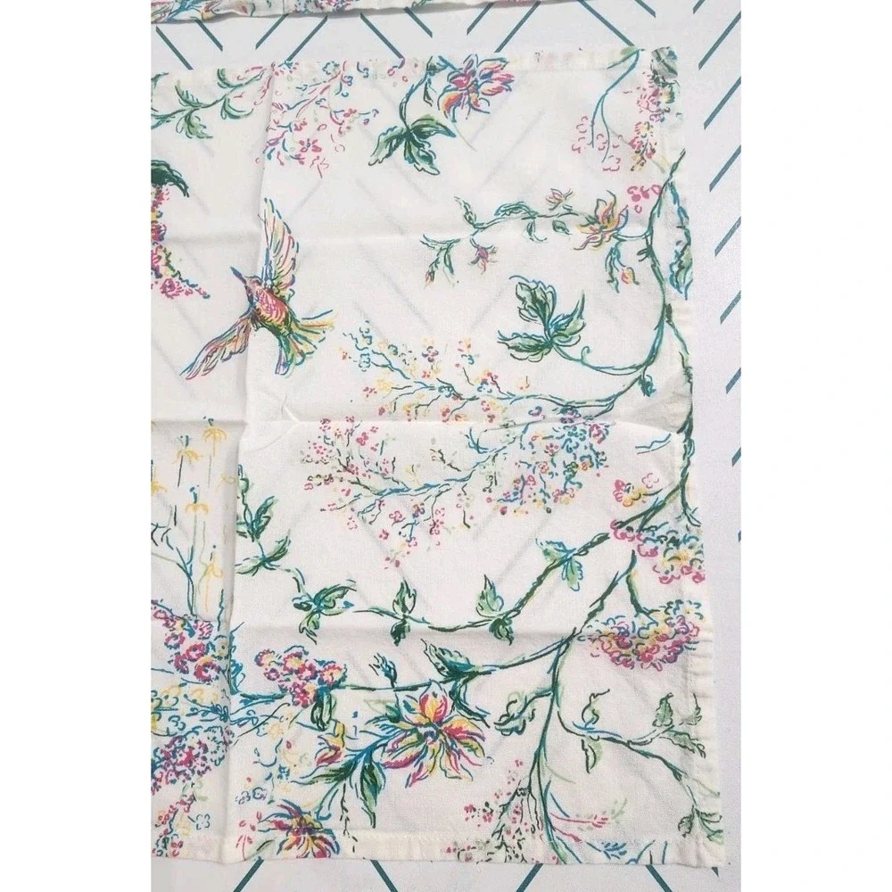 April Cornell 100% Cotton Napkin 2pc Hummingbird Floral White Spring Cottage New